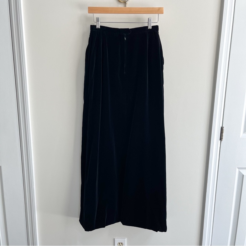 Vintage 1960s Sloat NYC Union Made Plush Velvet Column Maxi Skirt Black 0 - Picture 2 of 6